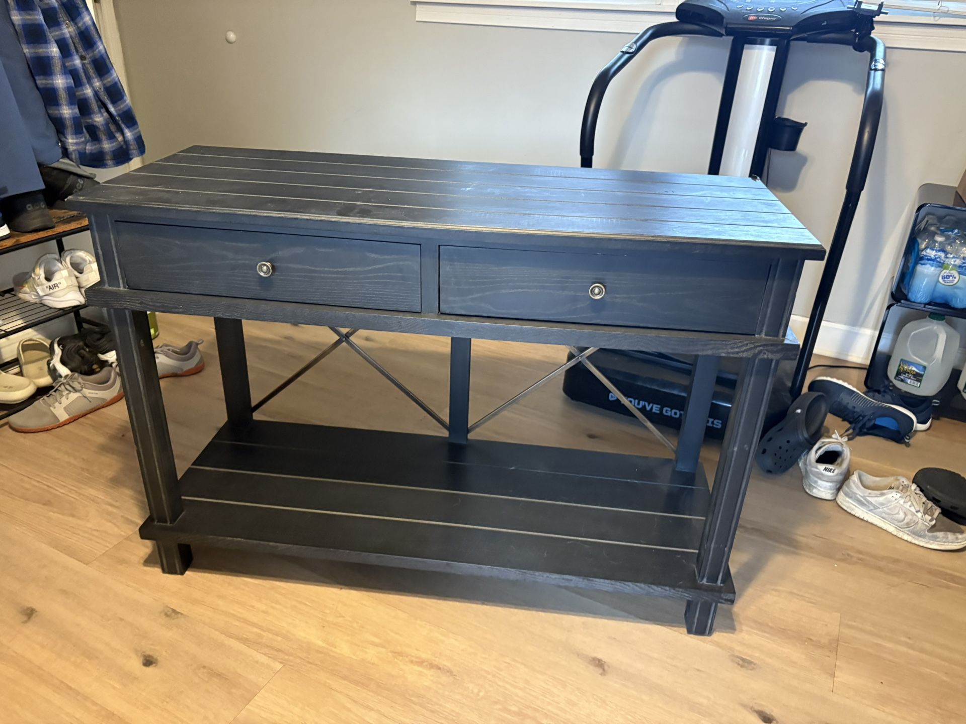 Farmhouse style console table w/ 2 drawers