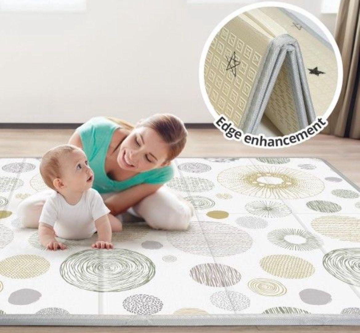 Baby PlayMat 79x71x06, Extra Large Baby Mat for Floor, Foldable Play XPE Foam Mat, Reversible Crawling Mat for Baby, Waterproof, Safe & Thick Playmats