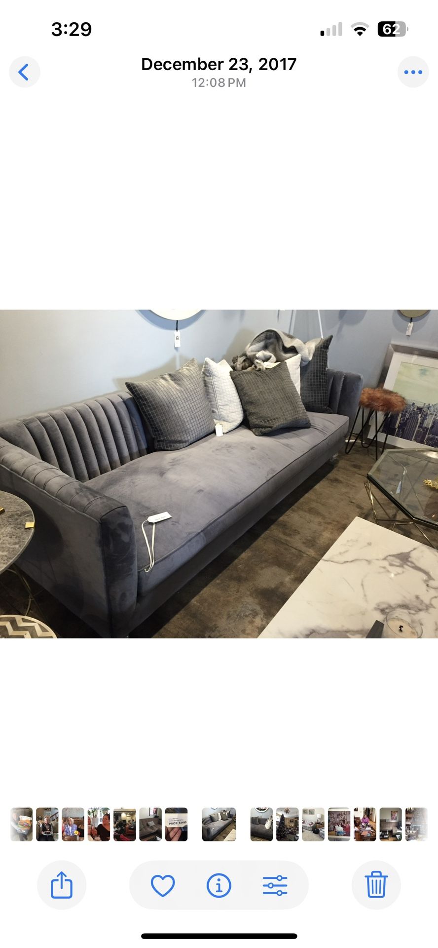 Sofa, Gray Plush