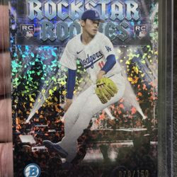Topps Roki Sasaki RC Limited To 150 Mini Diamonds Excellent Condition 