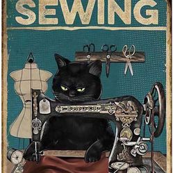 Cat Kitty Sewing Retro Style,Sewing Because Murder is Wrong