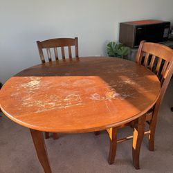 Wooden Dining Table And 2 Chairs