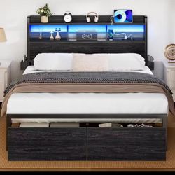 New in box Furnulem Full Size Be d Frame with Wood Headboard,