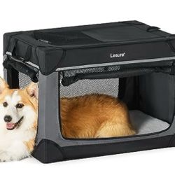 (new) Lesure Collapsible Dog Crate - Small 26 Inch (Black) - Portable, Durable