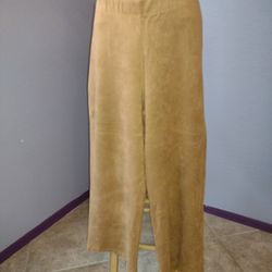 Karen Kane Women's Faux Brown Suede Ankle Pull On Pants Size Large
