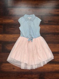 Little Girls Clothes Guess Kids Denim Tulle Dress Size 10/12