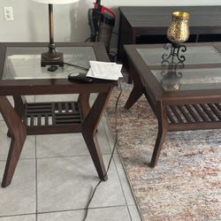 Living Room Table Set, Brown Chest. Lamps 