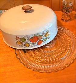 Kromex Spice of Life Cake Cover and Glass Plate Set