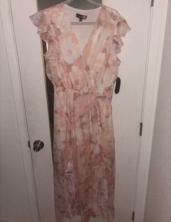 Floral Ruffle Maxi Wrap Dress - Blush Pink size XL