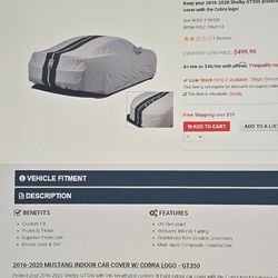 2016-2020 GT350 Shelby/Cobra Indoor Car Cover 