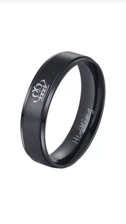 8mm Her king Crown Black Ring