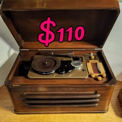 Antique Silverstone Wire Recorder 1947 MODEL  7086  78 RPM RECORD Player AM Raido $110