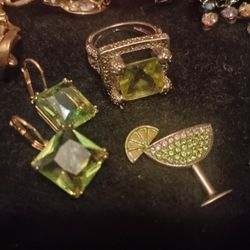Sworozki Crystal Earrings ,Ring & Pendant