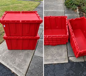 Attached lids storage bins & Milk Crates