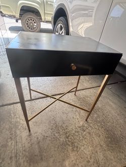 Black & Gold accents accent table/nightstand w/one slide drawer