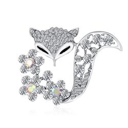 Chic Rose Gold/Silver Rhinestone Fox Brooch