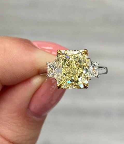 Brand New 4ct Canary Yellow Mossinate Engagement Ring Size 4