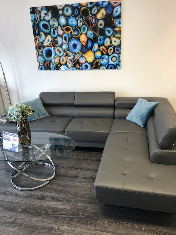Grey Faux Leather Sofa Sectional Display Furniture In Pompano Grey Faux Leather Sofa Sectional Display Furniture In Pompano Beach Fl Offerup