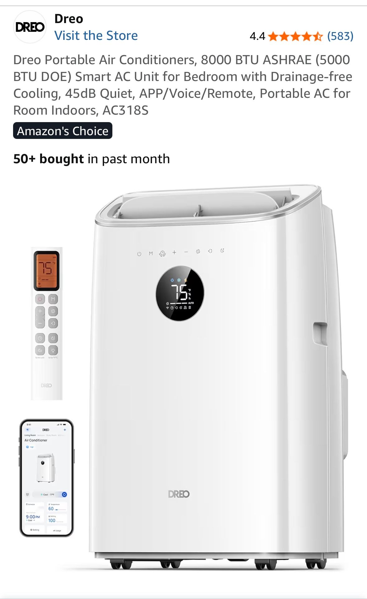 DREO Portable Air Conditioner With WiFi