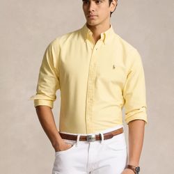 Polo Ralph Lauren Classic Fit Long Sleeve Cotton Oxford Button Down Shirt Yellow Men’s Size Medium