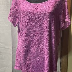 Purple Lacy Short Sleeve Top
