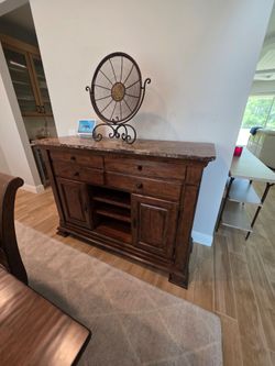 Solid Wood Kincaid Credenza with Marble Top