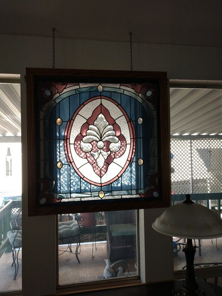 Fleur-de-lis design Stained Glass Window