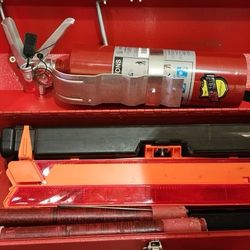 Red Tool Box Traffic Kit Flares, Fire Extinguisher, 2 Folded Triangles 