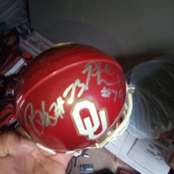 Autographed OU mini Helmet 