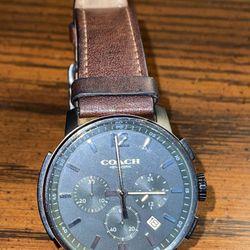 Men Coach Leather Band Watch 
