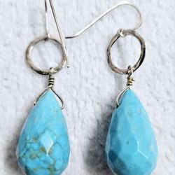Deb Guyot turquoise drop 925 Silver earrings