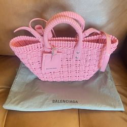Balenciaga Sweet Pink Bistro XXS Basket Bag with Strap