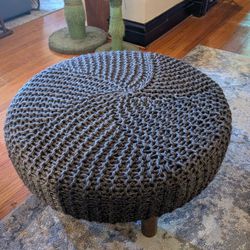 Signature Design by Ashley Jassmyn Contemporary Hand-Knitted Oversized Accent Ottoman, Dark grey