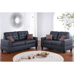 Black Sofa And Love Seat Set 