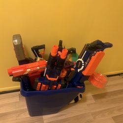Large box of nerf guns