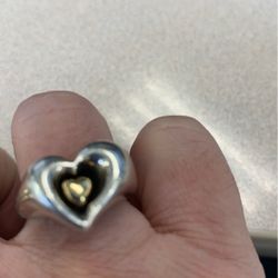 14k and SS Heart Ring Size 5-6
