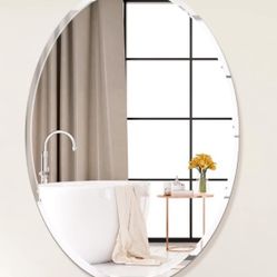 20x28 Inch Oval Wall Mirror for Bathroom Beveled Edge Frameless Vanity Mirror