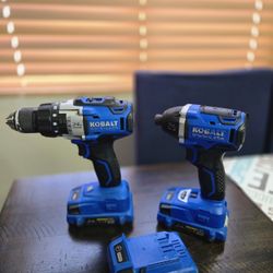 Kobalt Set Hammer Drill ,impact, 3 Batery 