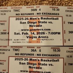 SDSU VS NEVADA MENS BASKETBALL TICKETS 2 SEATS NOT BENCH