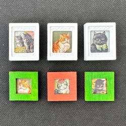 š± Cute handmade mini miniature kitty cat framed artwork