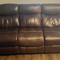 Brown Leather Couch with Electronic Foot Rest