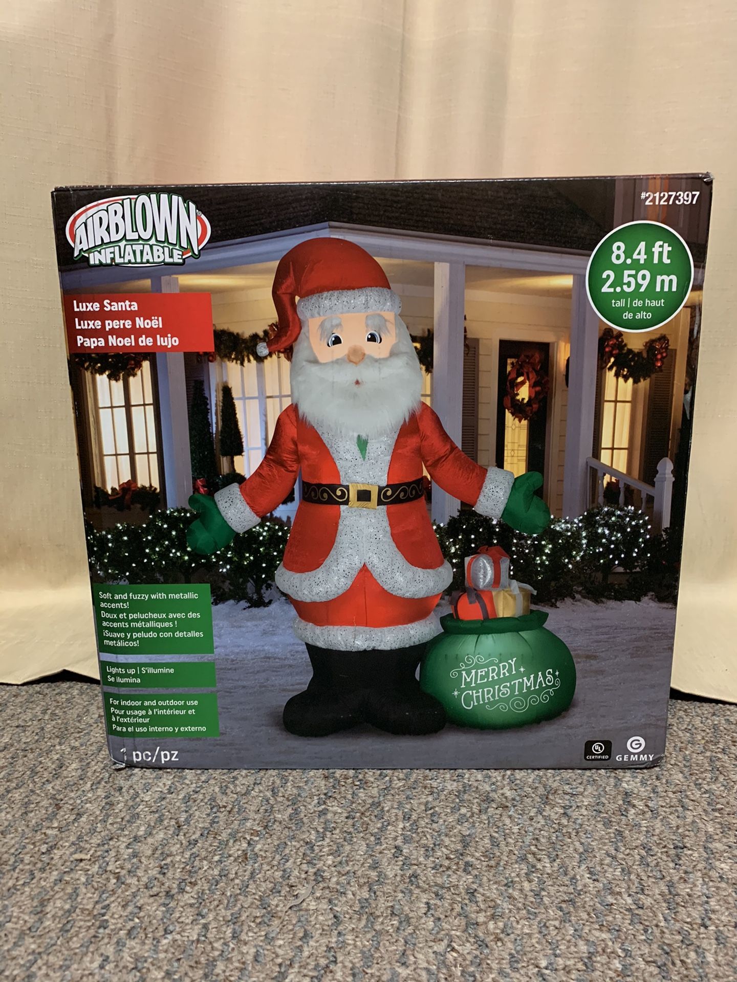 NEW IN BOX Gemmy 2020 Airblown Inflatable Lighted LED 8.4ft Luxe Santa
