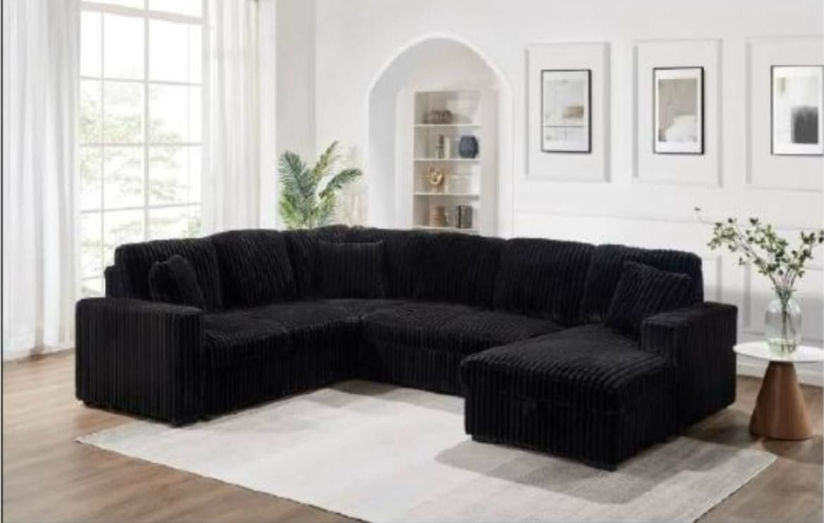 Oversized Black and Gray Storage + Sleeper Sectional