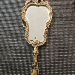 Victorian Style Bronze  Handheld Mirror