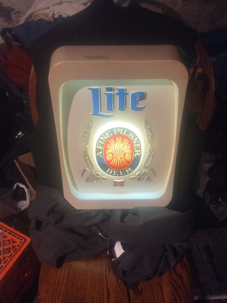 Miller Lite Old Beer Lighted Sign. Sold