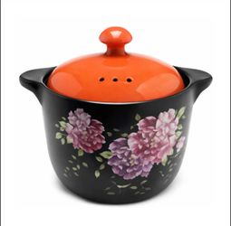 Ceramic Pot with Flower Pattern