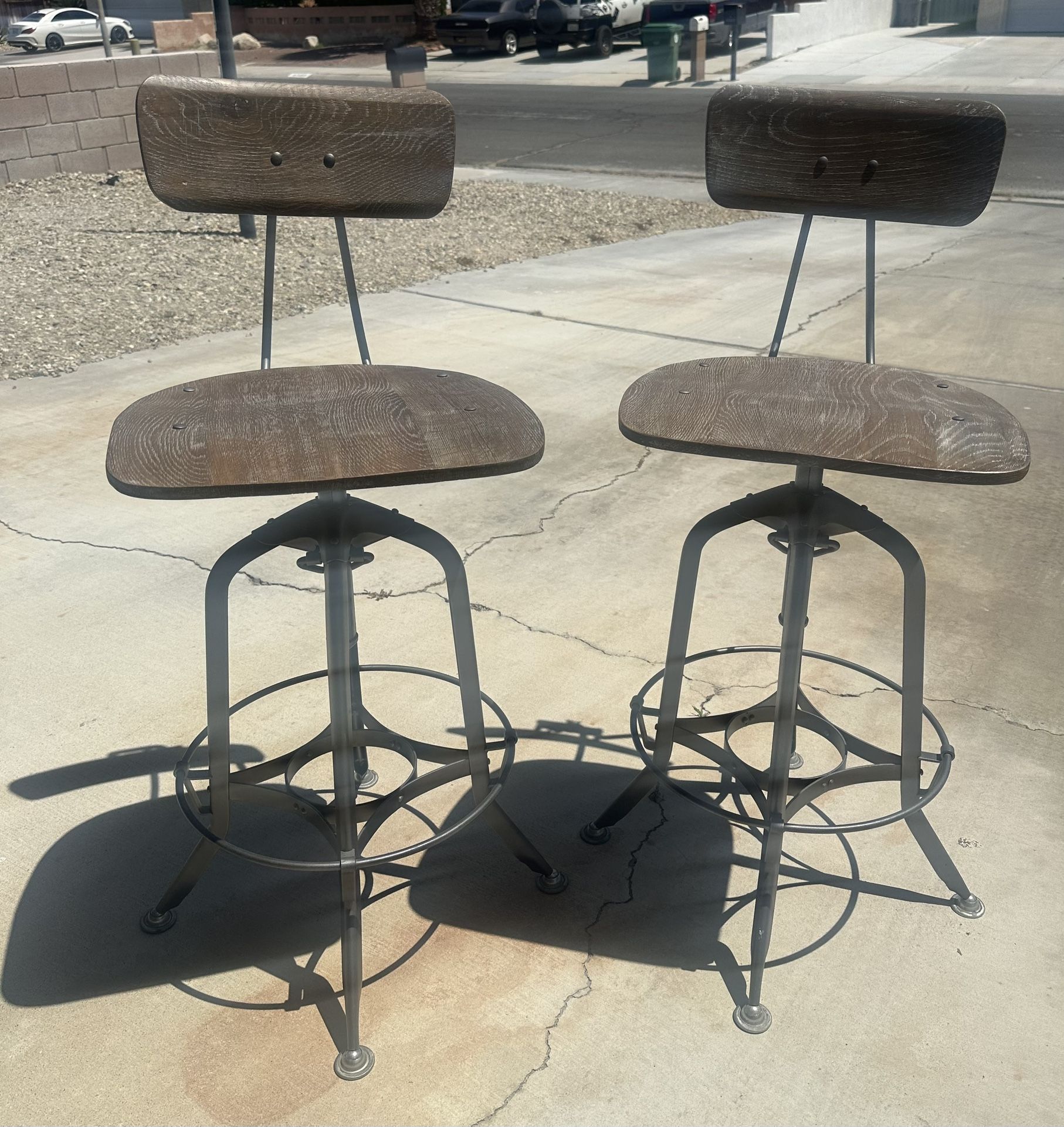 Two Wooden Barstools With Metal Face. And Great Condition.