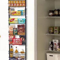 VEVOR Over the Door Pantry Organizer, 9-Tier Pantry Organization and Storage, Heavy-Duty Steel Hanging Spice Rack, Adjustable Wall Seasoning Shelves, 