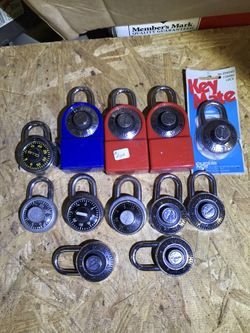 Combination padlocks 12 new & used. All have combinations