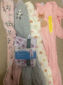 Carter's toddler girl  5T Fleece Footie Pajamas Bundle